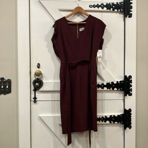 Wine colored midi dress